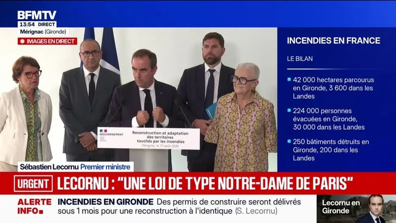 INCENDIES: SÉBASTIEN LECORNU ANNONCE UNE AIDE DE « 12 MILLIONS D’EUROS POUR LES LANDES ET LA GIRONDE »