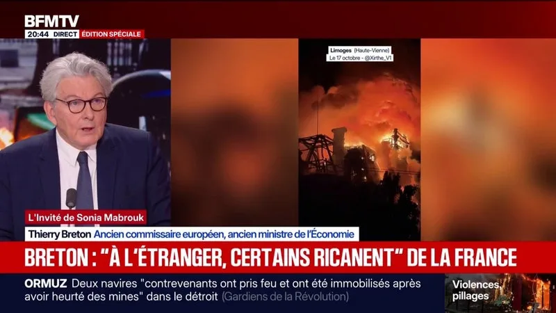 VIOLENCES DU 17 OCTOBRE: « IL FAUT OCCUPER LE TERRITOIRE PHYSIQUE MAIS AUSSI LE TERRITOIRE NUMÉRIQUE », EXPLIQUE THIERRY BRETON, ANCIEN COMMISSAIRE EUROPÉEN ET ANCIEN MINISTRE DE L’ÉCONOMIE