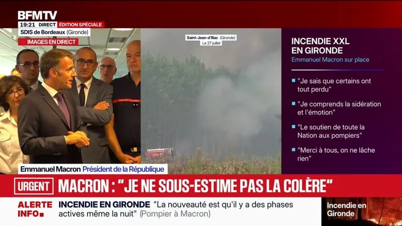 INCENDIES EN FRANCE: EMMANUEL MACRON PARLE DE LA « SITUATION LA PLUS DURE JAMAIS MESURÉE DEPUIS LA SECONDE GUERRE MONDIALE »