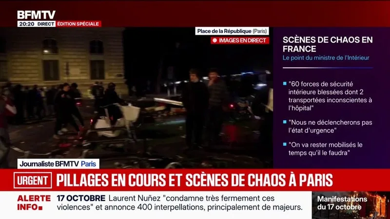MOBILISATIONS DU 17 OCTOBRE: LA SITUATION S’EST CALMÉE PLACE DE LA RÉPUBLIQUE À PARIS, LA CIRCULATION A REPRIS