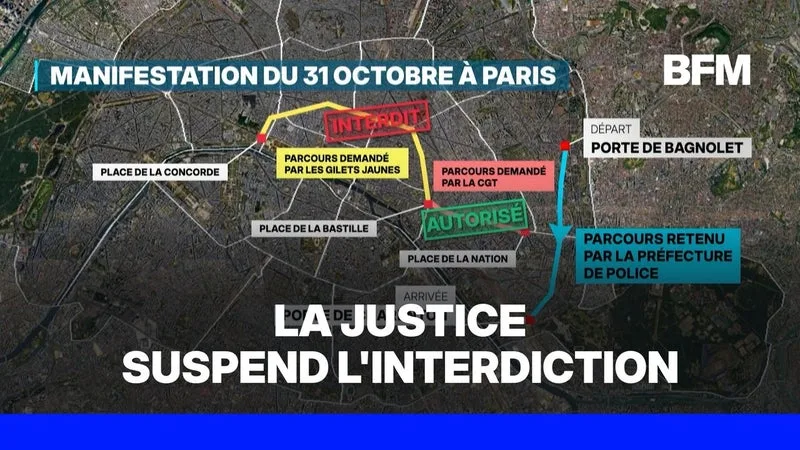 MANIFESTATION DU 31 OCTOBRE : LA JUSTICE AUTORISE LE PARCOURS ENTRE BASTILLE ET NATION À PARIS