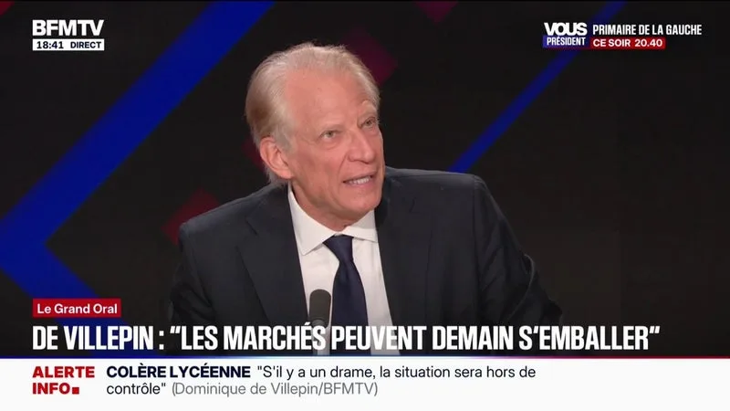 DOMINIQUE DE VILLEPIN: « IL Y A UN RISQUE QUE DANS LES PROCHAINS MOIS, LA SOUVERAINETÉ FRANÇAISE SOIT MISE EN QUESTION PAR LES MARCHÉS »