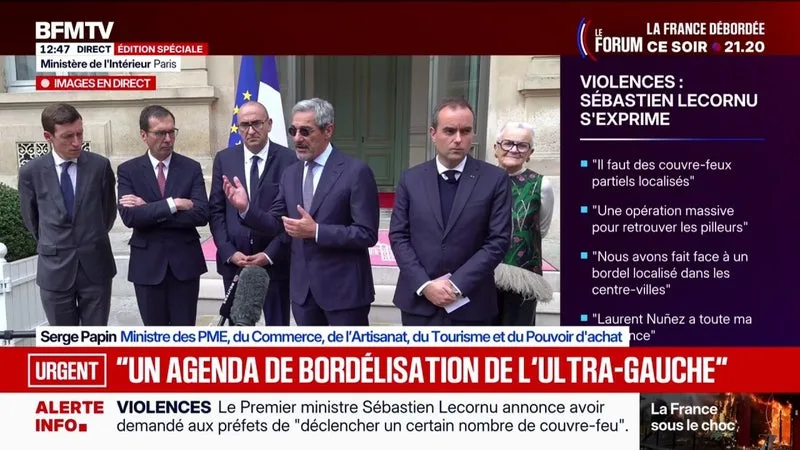 AU MOINS « 3.000 COMMERCES » ONT SUBI DES DÉGRADATIONS OU DES PILLAGES, ANNONCE SERGE PAPIN, MINISTRE DU COMMERCE