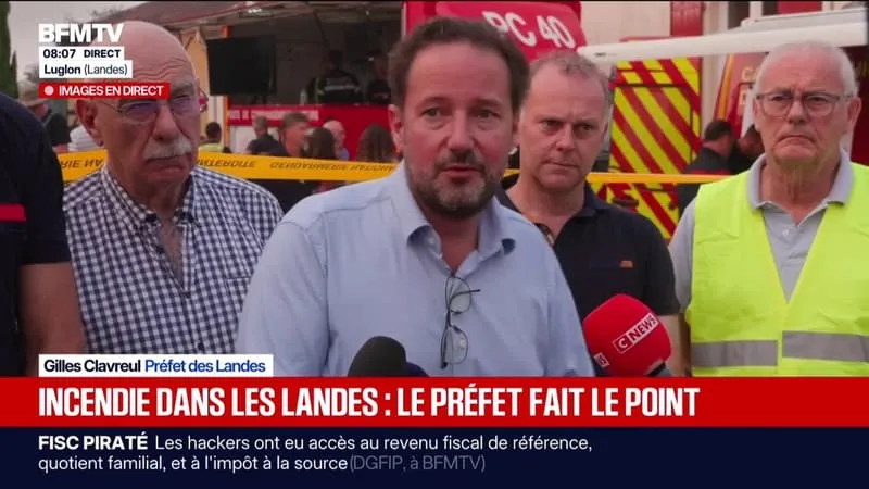INCENDIE DANS LES LANDES: LE PRÉFET ÉVOQUE « 1.600 HECTARES » DE SURFACE BRÛLÉE ET « UNE CENTAINE » DE NOUVELLES ÉVACUATIONS