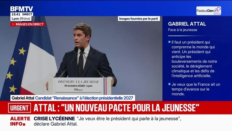 PRÉSIDENTIELLE : GABRIEL ATTAL, CANDIDAT « RENAISSANCE », PRÉSENTE LORS DE SON MEETING À LYON « UN NOUVEAU PACTE POUR LA JEUNESSE »