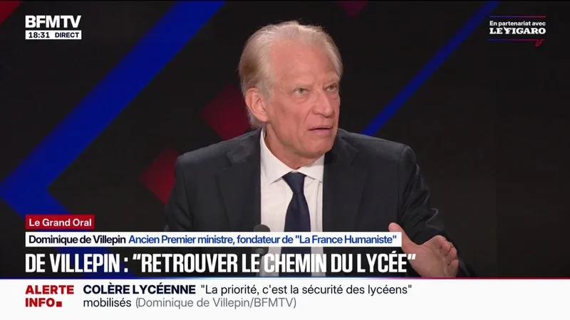 « RETROUVEZ LE CHEMIN DU LYCÉE »: DOMINIQUE DE VILLEPIN, ANCIEN PREMIER MINISTRE, CRAINT « LA GÉNÉRALISATION ET UN DURCISSEMENT » DU MOUVEMENT DES LYCÉENS