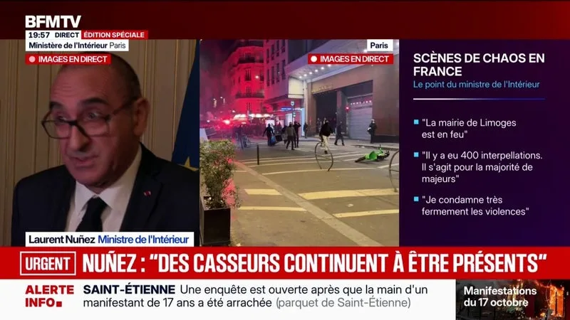 MOBILISATIONS DU 17 OCTOBRE: « ON VA TRAVAILLER EN JUDICIAIRE POUR RETROUVER LES AUTEURS DES PILLAGES », DÉCLARE LE MINISTRE DE L’INTÉRIEUR LAURENT NUÑEZ