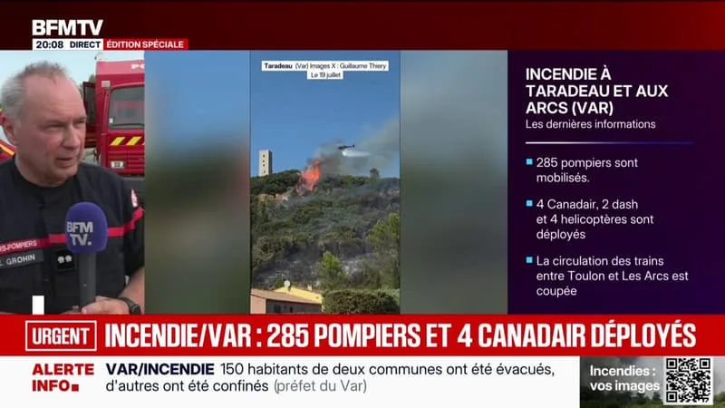 INCENDIE DANS LE VAR: « UN POMPIER BLESSÉ AUX MAINS », INDIQUE ÉRIC GROHIN, DIRECTEUR DU SDIS 83