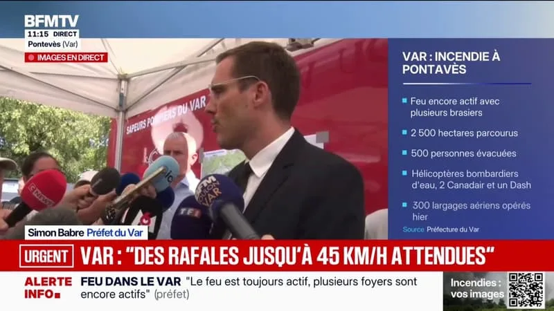 INCENDIE DANS LE VAR: « LE FEU DU GROS BESSILLON EST TOUJOURS ACTIF », INDIQUE LE PRÉFET