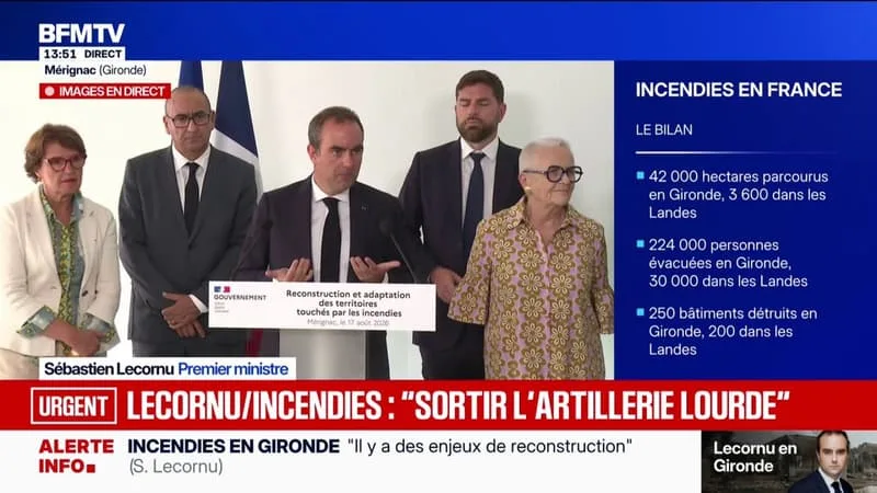 INCENDIE: « POUR LES RECONSTRUCTIONS EN ÉQUIVALENCE, ON VA FAIRE SORTE QUE LES PERMIS DE CONSTRUIRE PUISSENT ÊTRE DÉLIVRÉS SOUS UN DÉLAI D’UN MOIS », ANNONCE SÉBASTIEN LECORNU