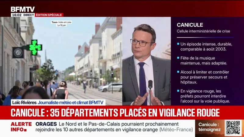 CANICULE: 35 DÉPARTEMENTS PLACÉS EN VIGILANCE ROUGE