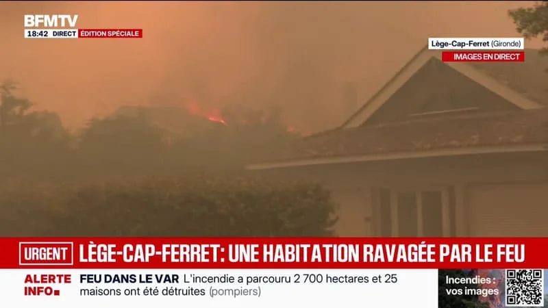 INCENDIES EN GIRONDE: UNE HABITATION RAVAGÉE PAR LE FEU À LÈGE-CAP-FERRET