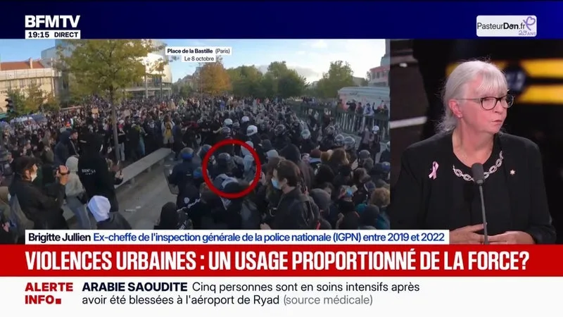 COUP DE GENOU D’UN POLICIER AU VISAGE D’UN JEUNE MANIFESTANT: « CE GESTE, CE N’EST PAS UN GESTE TECHNIQUE », EXPLIQUE BRIGITTE JULLIEN, EX-CHEFFE DE L’IGPN ENTRE 2019 ET 2022