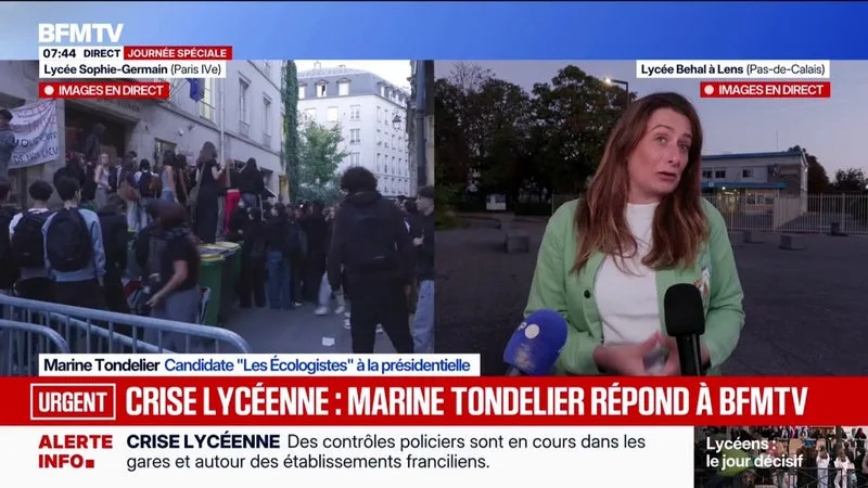 COLÈRE LYCÉENNE: « ILS FONT FACE À UNE RÉPRESSION QUI EST HORS NORME », ESTIME MARINE TONDELIER, CANDIDATE « LES ÉCOLOGISTES » À LA PRÉSIDENTIELLE