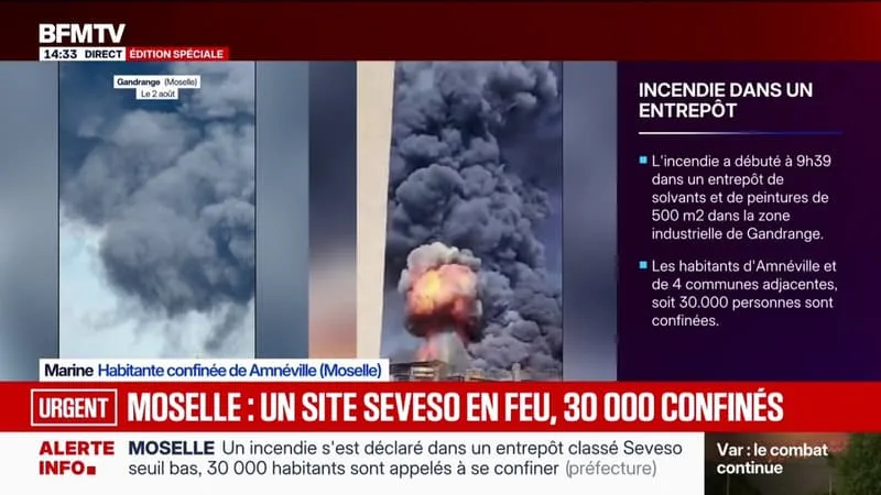 INCENDIE DANS UN ENTREPÔT SEVESO EN MOSELLE: « ON A TOUJOURS CETTE ODEUR DE FUMÉE PARTOUT DANS L’APPARTEMENT », EXPLIQUE MARINE, HABITANTE D’AMNÉVILLE