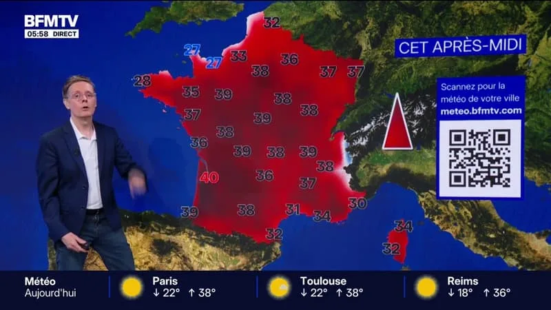 DE TRÈS FORTES CHALEURS SUR LES 3/4 DU PAYS AVEC DES TEMPÉRATURES ALLANT DE 35 À 38°C, VOIRE JUSQU’À 40°C DANS LA RÉGION BORDELAISE, QUELQUES RARES ORAGES… LA MÉTÉO DU DIMANCHE 21 JUIN