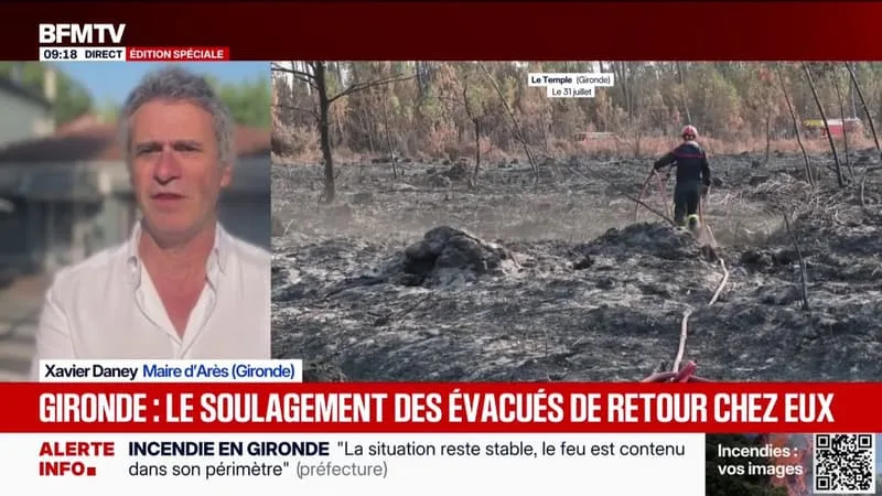 « ON PRÉPARE TOUT POUR LES ACCUEILLIR COMME IL SE DOIT »: XAVIER DANEY, MAIRE D’ARÈS, SUR LE RETOUR DE SES ADMINISTRÉS ÉVACUÉS À CAUSE DE L’INCENDIE EN GIRONDE