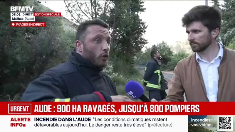 DANS L’AUDE, LES POMPIERS SONT MOBILISÉS FACE AUX INCENDIES EN COURS: « ON EST POSITIONNÉ DEPUIS TROIS HEURES CE MATIN »