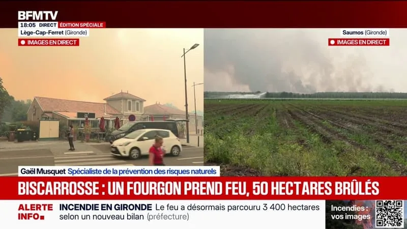 FEU EN GIRONDE: UN FEU SE DÉCLARE À BISCARROSSE, 50 HECTARES BRÛLÉS
