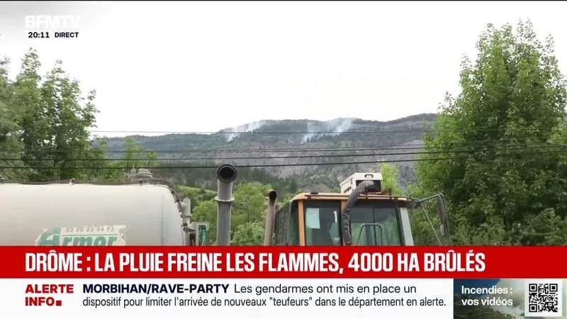 DANS CERTAINES COMMUNES DE LA DRÔME, LE VENT RAVIVE L’INCENDIE EN COURS