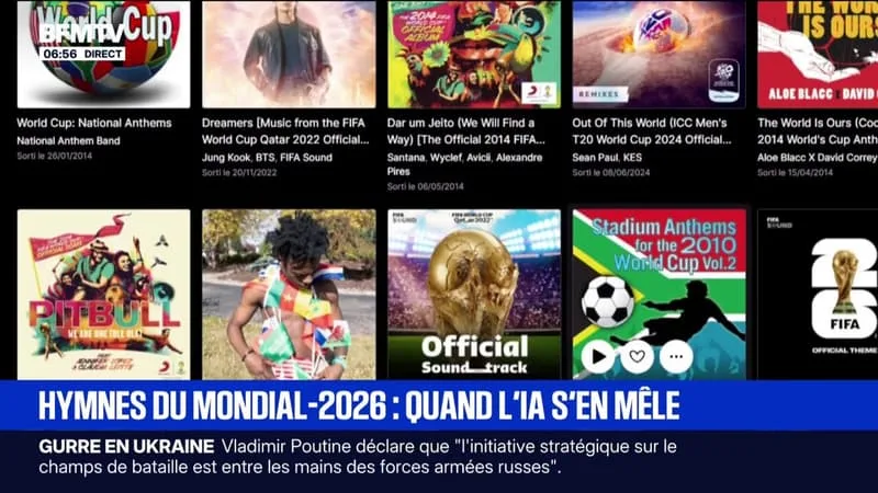 HYMNES DU MONDIAL-2026: CHAQUE JOUR, LES PLATEFORMES D’ÉCOUTE SONT ENVAHIES DE CHANSONS RÉALISÉES GRÂCE À L’IA