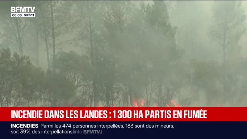 INCENDIE DANS LES LANDES: 1.300 HECTARES PARCOURUS, MAIS L’INTENSITÉ DU FEU « DIMINUE LÉGÈREMENT »