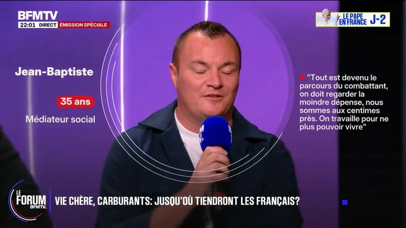 FORUM BFMTV – CRISE DES CARBURANTS: « EN 2024, JE PAYAIS 200 EUROS PAR MOIS, AUJOURD’HUI, JE SUIS À 350 EUROS », POINTE JEAN-BAPTISTE, MÉDIATEUR SOCIAL DANS L’EURE