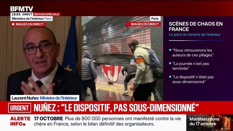 MOBILISATIONS DU 17 OCTOBRE: « ON NE DÉCLENCHERA PAS L’ÉTAT D’URGENCE », DÉCLARE LE MINISTRE DE L’INTÉRIEUR LAURENT NUÑEZ