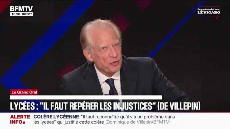 DÉGRADATIONS COMMISES EN MARGE DES MOBILISATIONS LYCÉENNES: « IL FAUT, POUR CEUX QUI SERONT CONDAMNÉS, PRIVILÉGIER DES PEINES DE RÉPARATION », ESTIME DOMINIQUE DE VILLEPIN, ANCIEN PREMIER MINISTRE