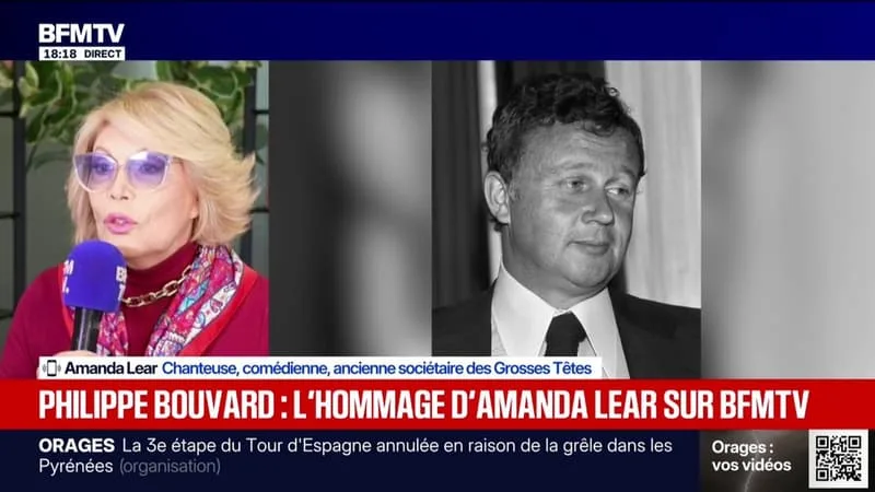 « MERCI PHILIPPE »: AMANDA LEAR, CHANTEUSE, COMÉDIENNE ET ANCIENNE SOCIÉTAIRE DES GROSSES TÊTES, REND HOMMAGE À PHILIPPE BOUVARD SUR BFMTV