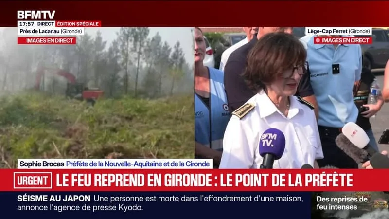 INCENDIES EN GIRONDE: « ON A EU 14 REPRISES DE FEU AUJOURD’HUI », INDIQUE LA PRÉFÈTE