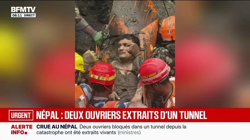 NÉPAL: DEUX OUVRIERS EXTRAITS D’UN TUNNEL PLUS D’UNE SEMAINE APRÈS LA CATASTROPHE QUI A TOUCHÉ LE PAYS
