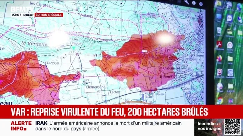 INCENDIE DANS LE VAR: LE FEU PROGRESSE TOUJOURS, 200 HECTARES ONT ÉTÉ BRÛLÉS