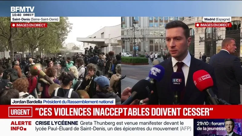 MOUVEMENT LYCÉEN: « CES VIOLENCES DOIVENT MAINTENANT CESSER ET SONT INSUPPORTABLES », LANCE JORDAN BARDELLA, PRÉSIDENT DU RN