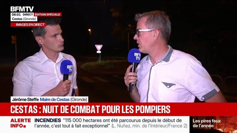 « ON A EU DE LA PLUIE », SE FÉLICITE LE MAIRE DE CESTAS (GIRONDE) OÙ UN VIOLENT INCENDIE CONTINUE DE PROGRESSER