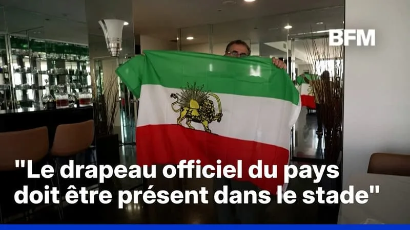 L’IRAN DEMANDE À LA FIFA D’INTERDIRE DANS LES STADES CE DRAPEAU DEVENU UN SYMBOLE D’OPPOSITION