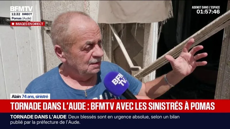 TORNADE DANS L’AUDE: « C’EST MAINTENANT QU’ON PREND LE COUP », CONFIE ALAIN, SINISTRÉ DE POMAS