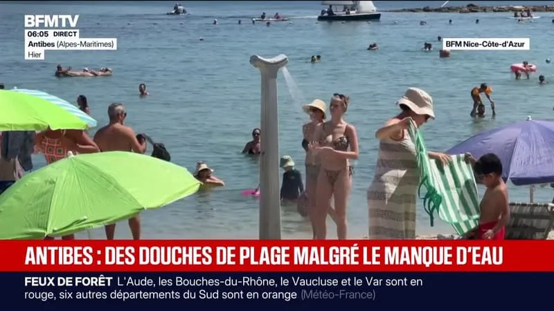 À ANTIBES, LES DOUCHES DE PLAGE RESTENT EN SERVICE MALGRÉ LE MANQUE D’EAU