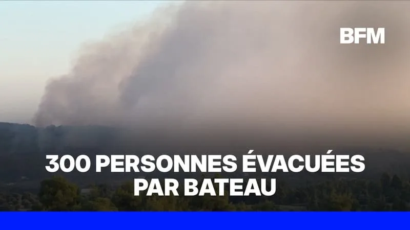 GRÈCE: DES TOURISTES ET DES HABITANTS FUIENT UN VILLAGE À CAUSE D’UN INCENDIE
