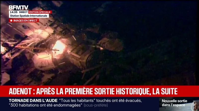 DEUXIÈME SORTIE EXTRAVÉHICULAIRE DE SOPHIE ADENOT: L’ASTRONAUTE S’APPRÊTE À SORTIR DE L’ISS