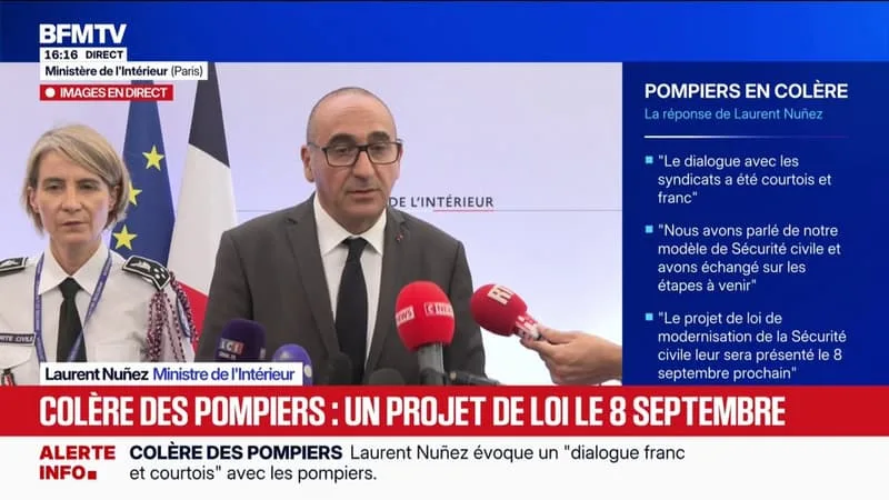 COLÈRE DES POMPIERS: « DES PROJETS D’ÉVOLUTION DES RESSOURCES DES SDIS » SERONT PRÉSENTÉS DANS LE PROJET DE LOI DE FINANCES POUR 2027, ANNONCE LAURENT NUÑEZ