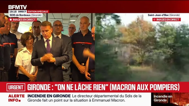 INCENDIES EN GIRONDE: « JE SAIS QU’IL Y A BEAUCOUP DE MAIRES QUI ONT DES POPULATIONS TRAUMATISÉES ET QUI ONT TOUT PERDU », DÉCLARE EMMANUEL MACRON