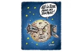 LE DESSIN DE CHAUNU : LA LUNE ÉBORGNÉE PAR ELON MUSK