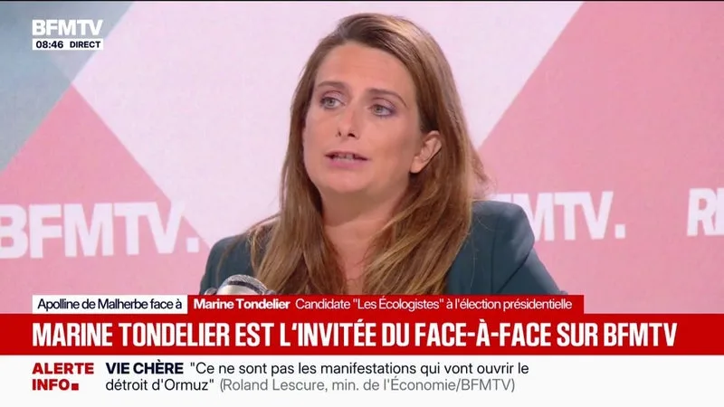 ÉCOLOGIE: MARINE TONDELIER, CANDIDATE LES ÉCOLOGISTES À L’ÉLECTION PRÉSIDENTIELLE, NE VEUT PAS DEMANDER « LES MÊMES EFFORTS » À « DES PERSONNES QUI N’ONT NI LES MÊMES RESSOURCES, NI LES MÊMES ALTERNATIVES, NI LA MÊME RESPONSABILITÉ DANS LE PROBLÈME »
