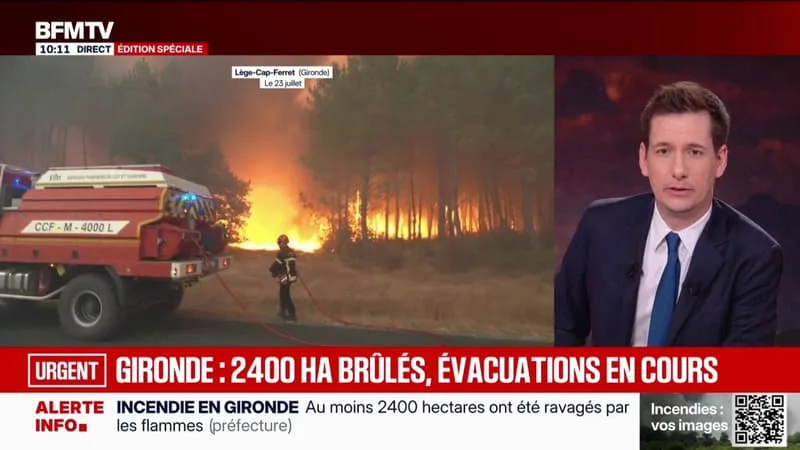 INCENDIE EN GIRONDE: LES IMAGES DES FUMÉES VUES DEPUIS LA DUNE DU PILAT