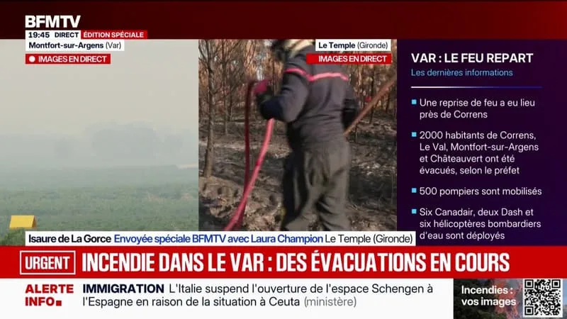 INCENDIE EN GIRONDE: LES POMPIERS CONTINUENT LE TRAVAIL DE NOYAGE DES FUMEROLLES