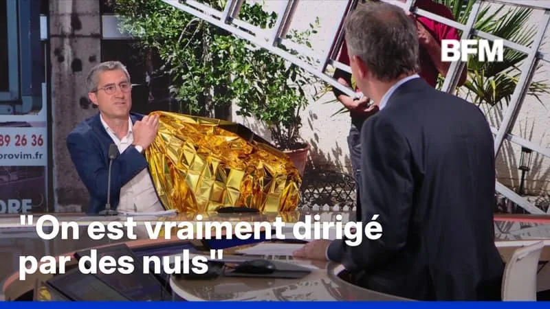 FRANÇOIS RUFFIN SORT UNE COUVERTURE DE SURVIE SUR LE PLATEAU DE BFMTV, LE « SYMBOLE » DE LA CANICULE