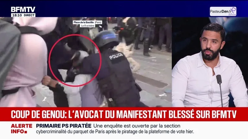 COUP DE GENOU D’UN POLICIER AU VISAGE D’UN JEUNE MANIFESTANT: « IL EST EN ÉTAT DE CHOC », DÉCLARE SON AVOCAT ILYACINE MAALLAOUI