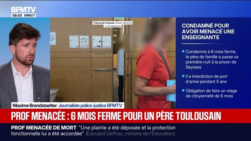 SIX MOIS DE PRISON FERME ET INCARCÉRATION IMMÉDIATE POUR LE PARENT D’ÉLÈVE AYANT MENACÉ DE DÉCAPITER UNE ENSEIGNANTE PRÈS DE TOULOUSE
