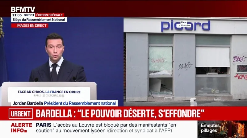 JORDAN BARDELLA: « LES RUES DE PARIS, DE MARSEILLE, DE LYON, DE LILLE, DE LIMOGES OU VALENCE, ONT ÉTÉ LIVRÉES AUX CASSEURS ET AUX PRÉDATEURS SOUS LES YEUX D’UN POUVOIR PUBLIC DÉBORDÉ »